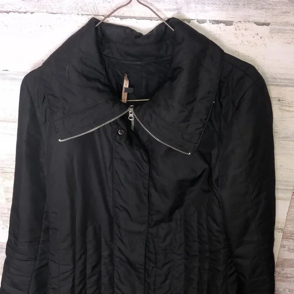 BCBGMaxAzria Long black quilted puffer coat womens trench coat winter co… - Picture 3 of 8